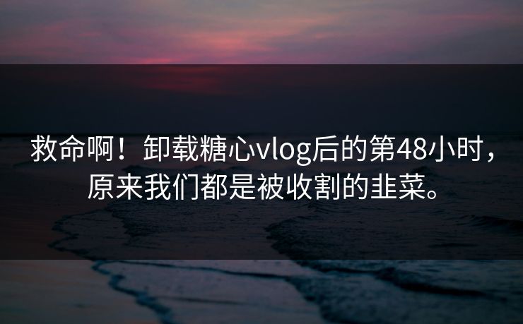 救命啊！卸载糖心vlog后的第48小时，原来我们都是被收割的韭菜。